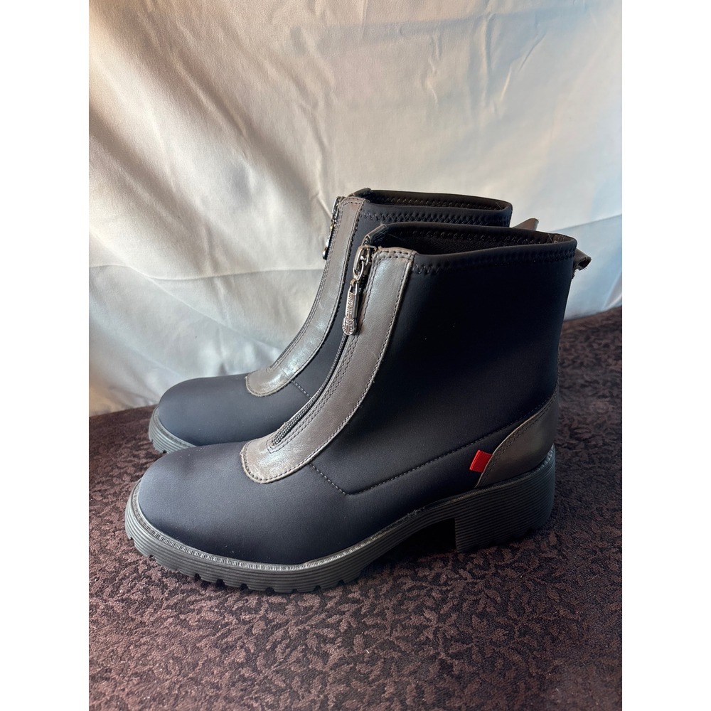 Marc Joseph New York Womens Front Zip Lug Sole Ankle Boots Black Grey Size 8